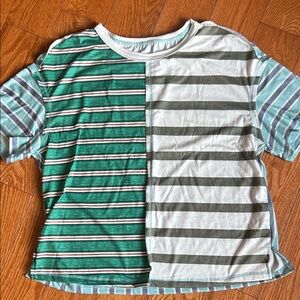 Striped Womens Shirt - Green and Blue